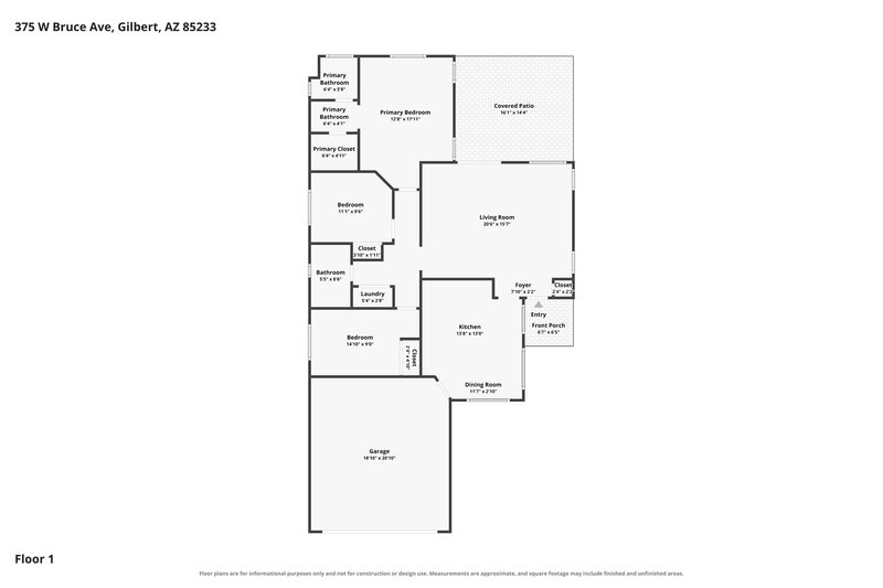 2,170/Mo, 375 W Bruce Ave Gilbert, AZ 85233 Floor Plan View