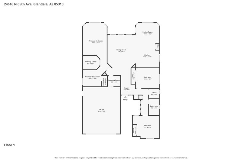 2,285/Mo, 24616 N 65th Ave Glendale, AZ 85310 Floor Plan View