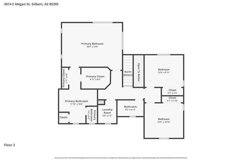 2,225/Mo, 3014 E Megan St Gilbert, AZ 85295 Floor Plan View 2