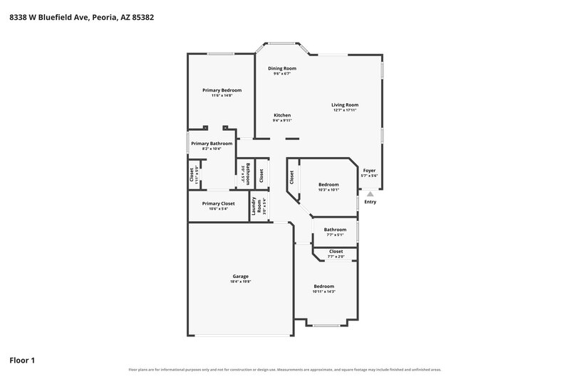 2,020/Mo, 8338 W Bluefield Ave Peoria, AZ 85382 Floor Plan View