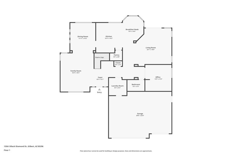2,875/Mo, 1356 E Black Diamond Dr Gilbert, AZ 85296 Floorplan View