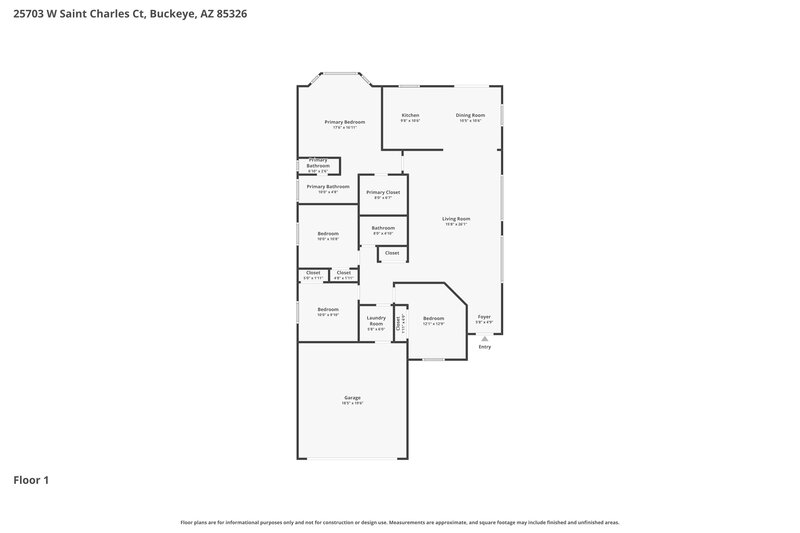 2,090/Mo, 25703 W St Charles Ct Buckeye, AZ 85326 Floor Plan View