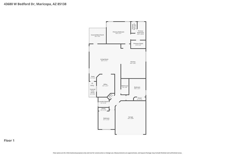 1,785/Mo, 43680 W Bedford Dr Maricopa, AZ 85138 Floor Plan View