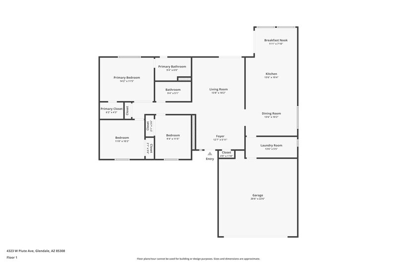 1,830/Mo, 4323 W Piute Ave Glendale, AZ 85308 Floor Plan View