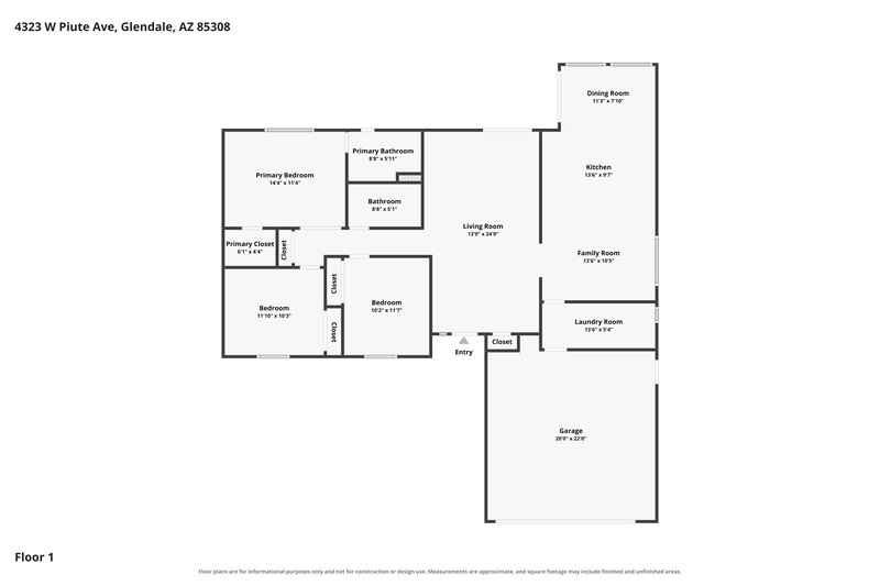 1,850/Mo, 4323 W Piute Ave Glendale, AZ 85308 Floor Plan View