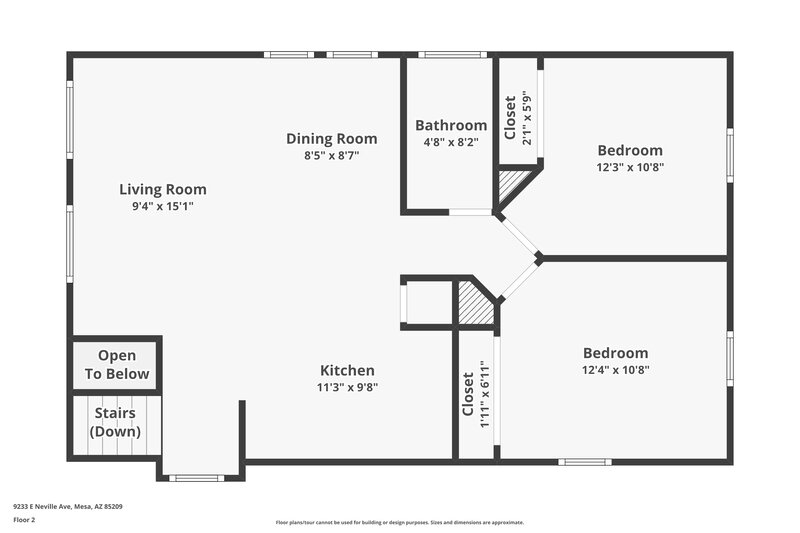1,825/Mo, 9233 E Neville Ave 1037 Mesa, AZ 85209 Floor Plan View 2