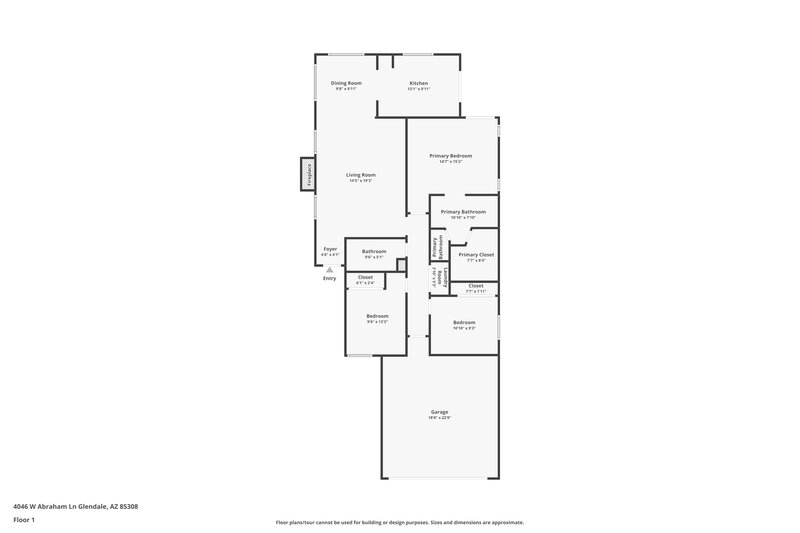 2,000/Mo, 4046 W Abraham Ln Glendale, AZ 85308 Floor Plan View