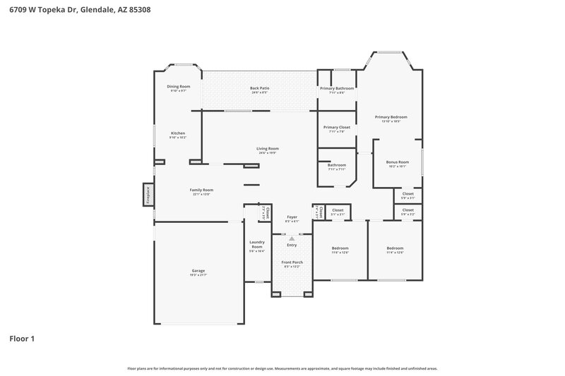 2,780/Mo, 6709 W Topeka Dr Glendale, AZ 85308 Floor Plan View