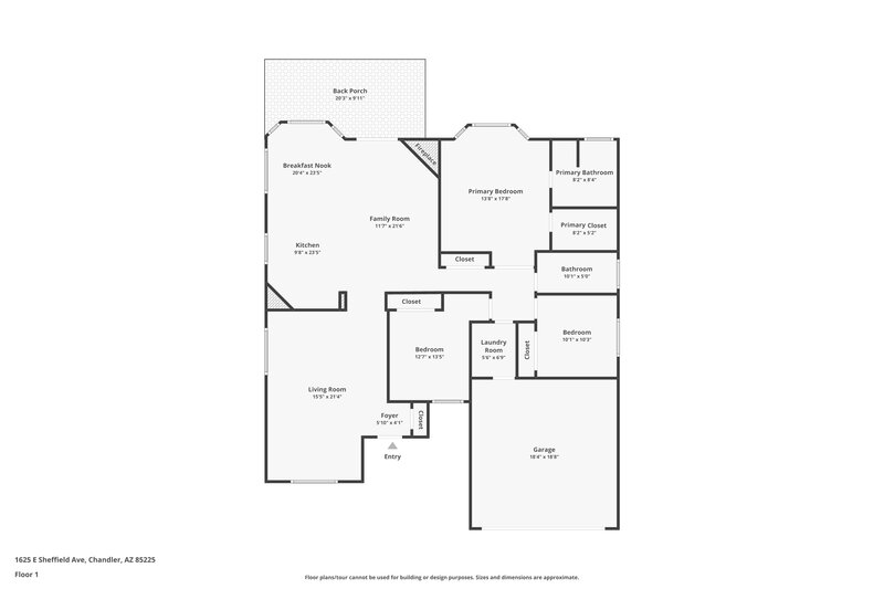 2,415/Mo, 1625 E Sheffield Ave Chandler, AZ 85225 Floor Plan View