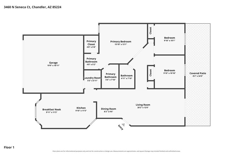 2,250/Mo, 3460 N Seneca Ct Chandler, AZ 85224 Floor Plan View