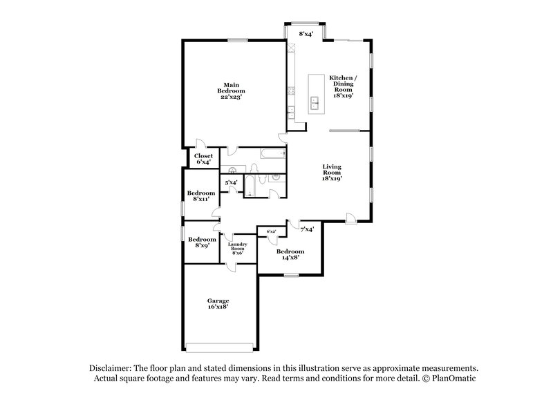 2,125/Mo, 6418 W Magnolia St Phoenix, AZ 85043 Floorplan View