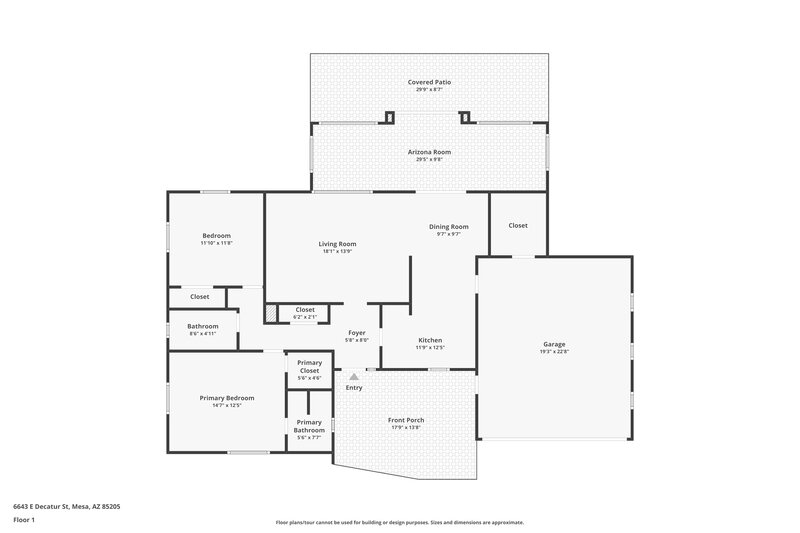1,995/Mo, 6643 E Decatur St Mesa, AZ 85205 Floor Plan View