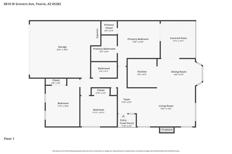2,015/Mo, 8810 W Grovers Ave Peoria, AZ 85382 Floor Plan View