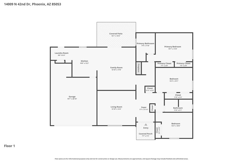 2,295/Mo, 14009 N 42nd Dr Phoenix, AZ 85053 Floor Plan View