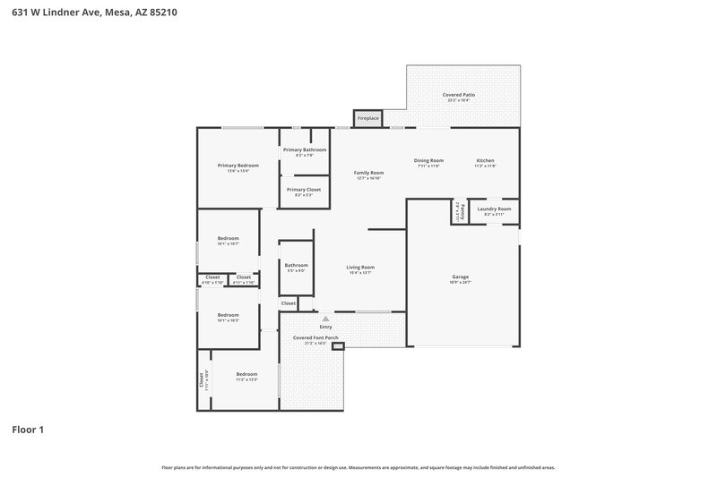 2,735/Mo, 631 W Lindner Ave Mesa, AZ 85210 Floor Plan View