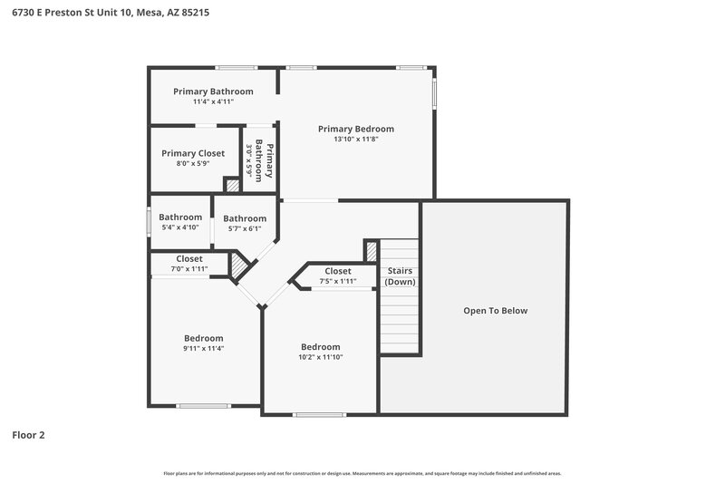 2,185/Mo, 6730 E Preston St Unit 10 Mesa, AZ 85215 Floor Plan View 2