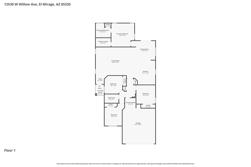 2,075/Mo, 12530 W Willow Ave El Mirage, AZ 85335 Floor Plan View
