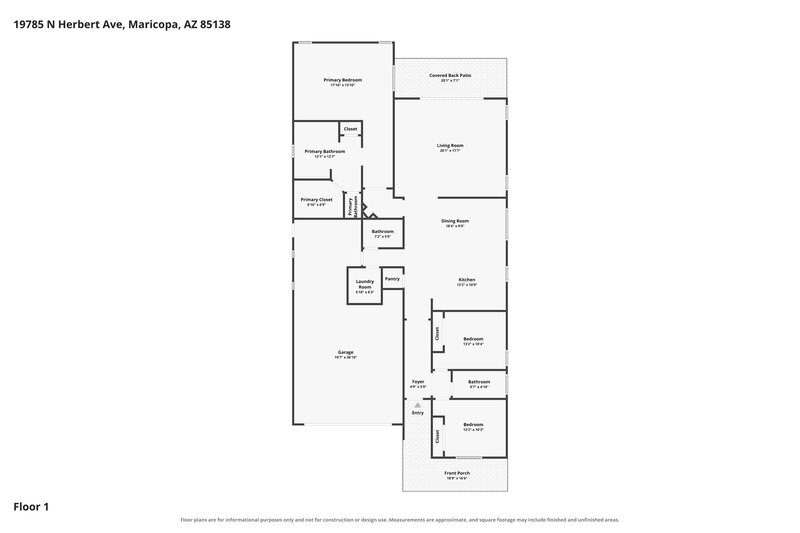1,875/Mo, 19785 N Herbert Ave Maricopa, AZ 85138 Floorplan View