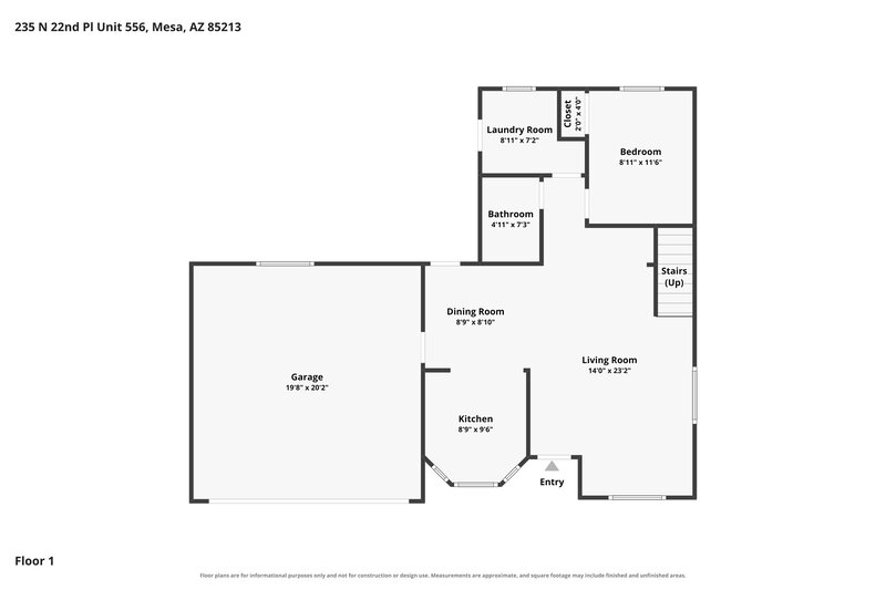 2,100/Mo, 235 N 22nd Pl Unit 556 Mesa, AZ 85213 Floor Plan View