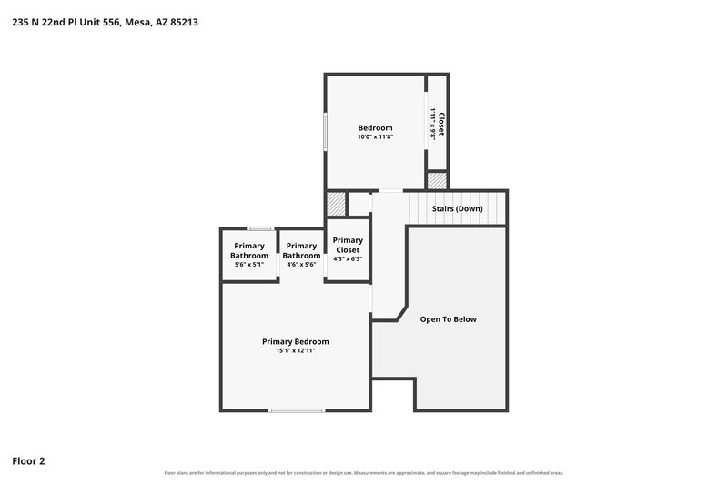 2,100/Mo, 235 N 22nd Pl Unit 556 Mesa, AZ 85213 Floor Plan View 2