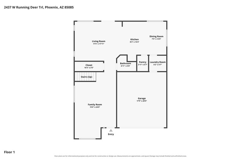 2,700/Mo, 2437 W Running Deer Trl Phoenix, AZ 85085 Floor Plan View