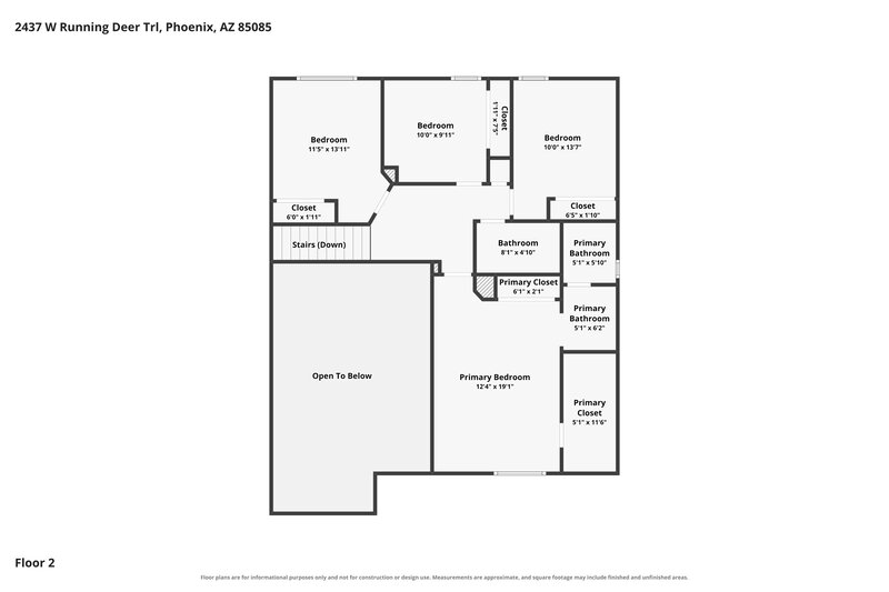 2,700/Mo, 2437 W Running Deer Trl Phoenix, AZ 85085 Floor Plan View 2