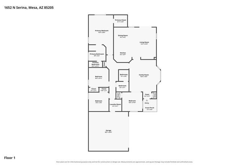 2,340/Mo, 1652 N Serina Mesa, AZ 85205 Floor Plan View