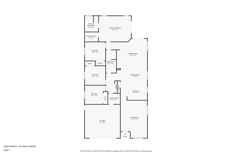 1,980/Mo, 6034 N 68th Dr Glendale, AZ 85303 Floor Plan View