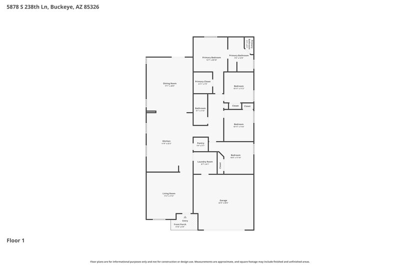 2,195/Mo, 5878 S 238th Ln Buckeye, AZ 85326 Floor Plan View