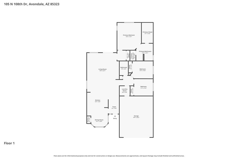 1,995/Mo, 105 N 108th Dr Avondale, AZ 85323 Floor Plan View