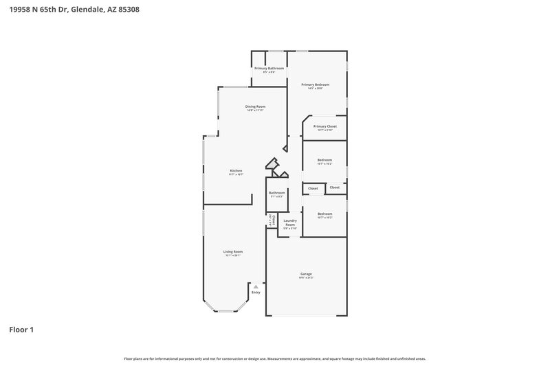2,430/Mo, 19958 N 65th Dr Glendale, AZ 85308 Floor Plan View