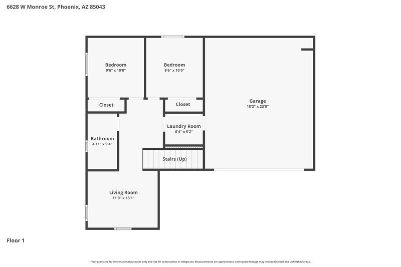 1,955/Mo, 6628 W Monroe St Phoenix, AZ 85043 Floor Plan View