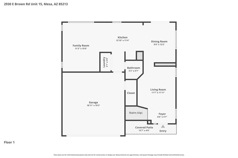 2,195/Mo, 2930 E Brown Rd Unit 15 Mesa, AZ 85213 Floorplan View