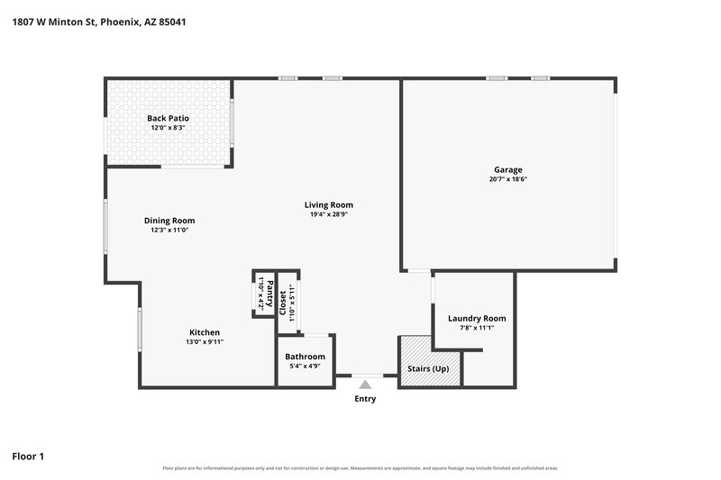 1,940/Mo, 1807 W Minton St Phoenix, AZ 85041 Floor Plan View