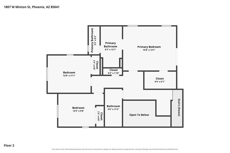 1,940/Mo, 1807 W Minton St Phoenix, AZ 85041 Floor Plan View 2