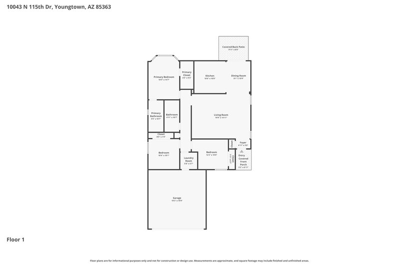 1,975/Mo, 10043 N 115th Dr Youngtown, AZ 85363 Floor Plan View