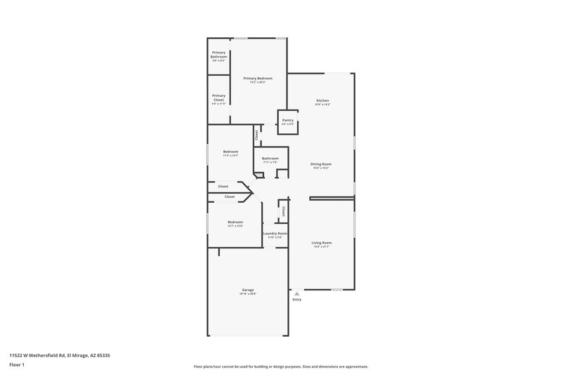 1,910/Mo, 11522 W Wethersfield Rd El Mirage, AZ 85335 Floor Plan View
