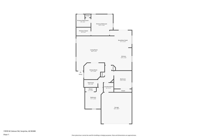 1,895/Mo, 17870 W Calavar Rd Surprise, AZ 85388 Floor Plan View