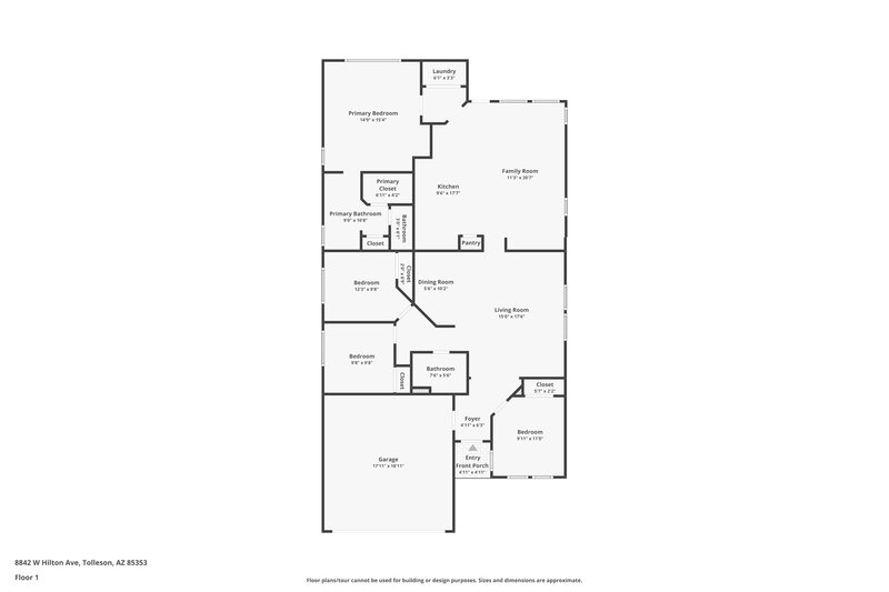 1,890/Mo, 8842 W Hilton Ave Tolleson, AZ 85353 Floor Plan View