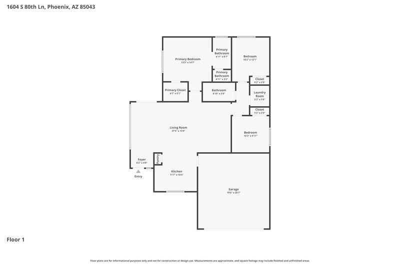 1,920/Mo, 1604 S 80th Ln Phoenix, AZ 85043 Floor Plan View