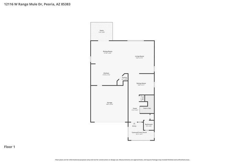 2,450/Mo, 12116 W Range Mule Dr Peoria, AZ 85383 Floor Plan View