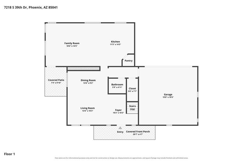 2,060/Mo, 7218 S 39th Dr Phoenix, AZ 85041 Floor Plan View