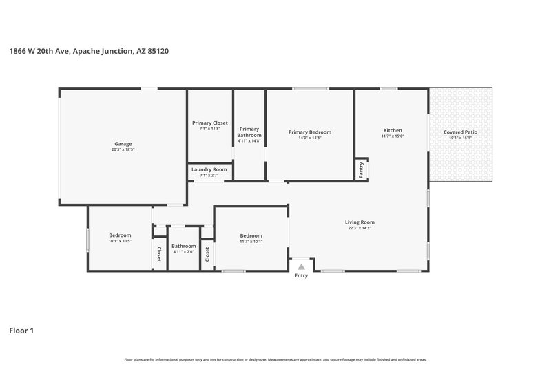 1,930/Mo, 1866 W 20th Ave Apache Junction, AZ 85120 Floor Plan View