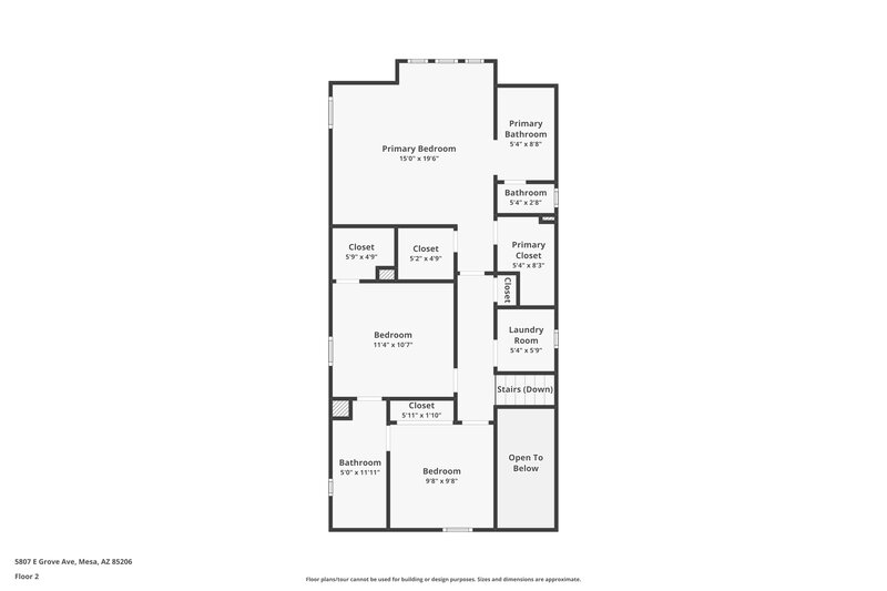 2,140/Mo, 5807 E Grove Ave Mesa, AZ 85206 Floor Plan View 2