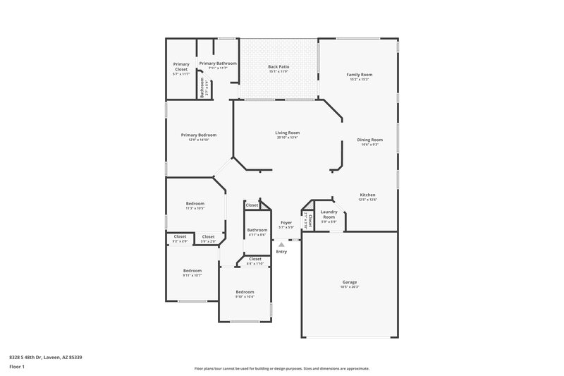 2,550/Mo, 8328 S 48th Dr Laveen, AZ 85339 Floor Plan View