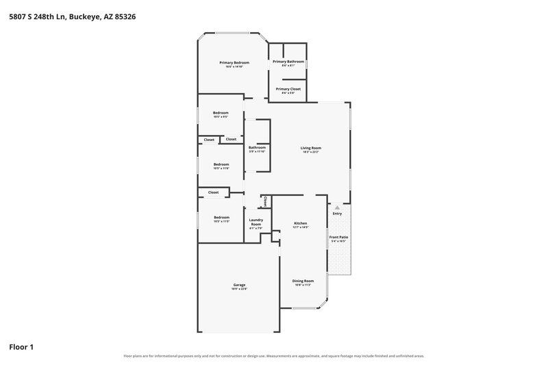 2,130/Mo, 5807 S 248th Ln Buckeye, AZ 85326 Floorplan View