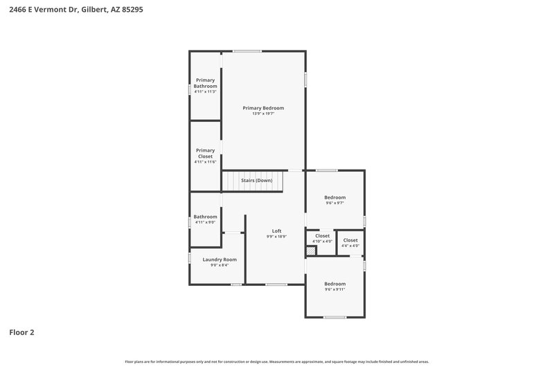 2,255/Mo, 2466 E Vermont Dr Gilbert, AZ 85295 Floor Plan View 2