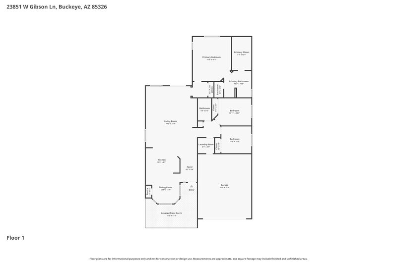 2,040/Mo, 23851 W Gibson Ln Buckeye, AZ 85326 Floor Plan View