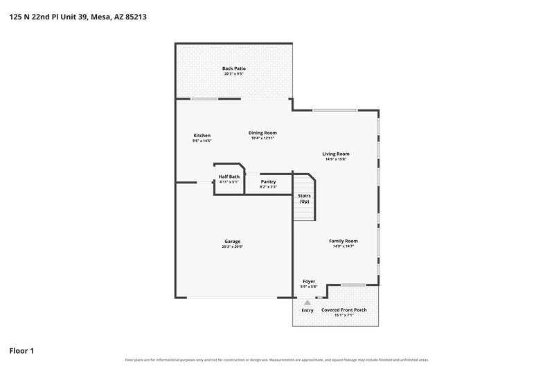 2,075/Mo, 125 N 22nd Pl Unit 39 Mesa, AZ 85213 Floor Plan View
