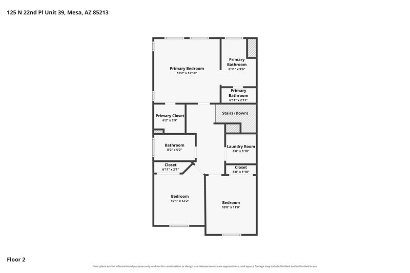 2,075/Mo, 125 N 22nd Pl Unit 39 Mesa, AZ 85213 Floor Plan View 2